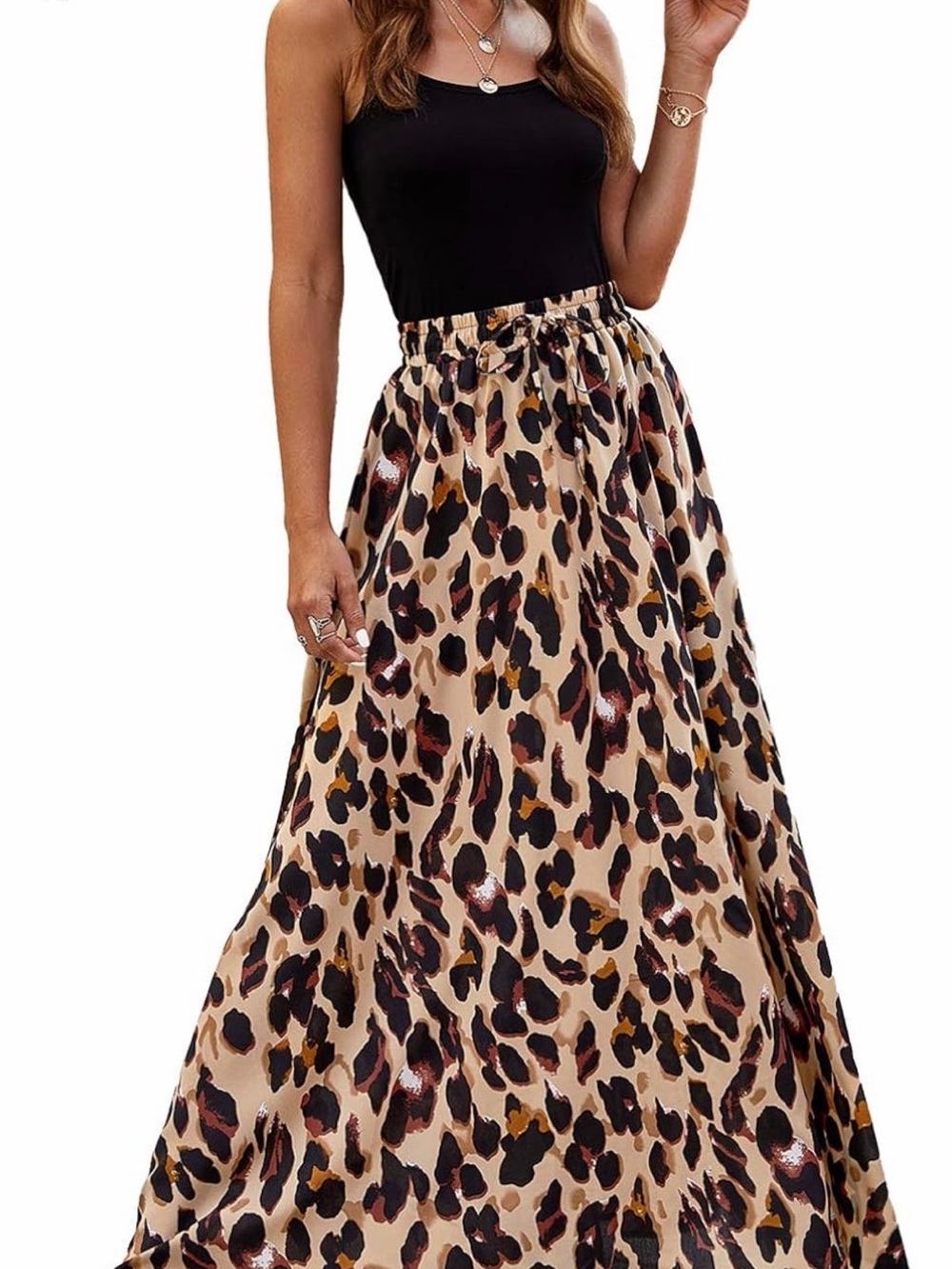 NWOT Leopard Print Maxi Skirt - Black and Grey Animal Print